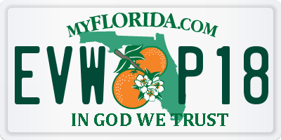 FL license plate EVWP18