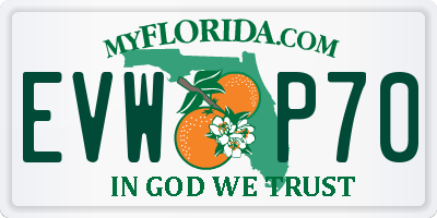 FL license plate EVWP70