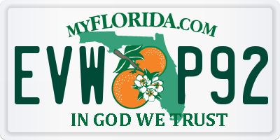 FL license plate EVWP92