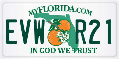 FL license plate EVWR21