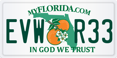 FL license plate EVWR33