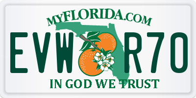 FL license plate EVWR70