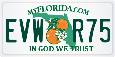 FL license plate EVWR75