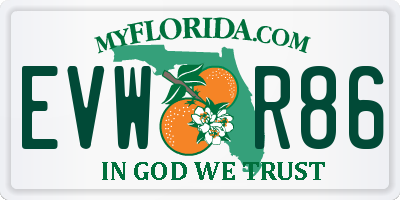 FL license plate EVWR86