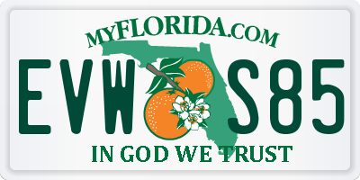 FL license plate EVWS85