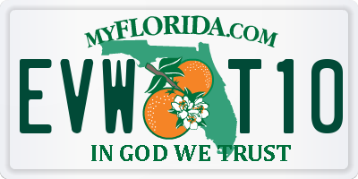 FL license plate EVWT10