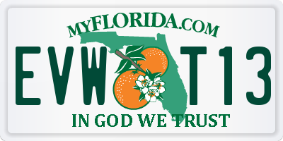 FL license plate EVWT13