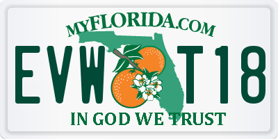 FL license plate EVWT18