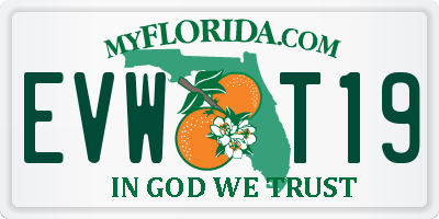 FL license plate EVWT19