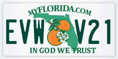 FL license plate EVWV21