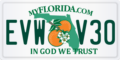 FL license plate EVWV30