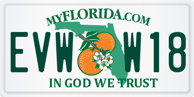 FL license plate EVWW18