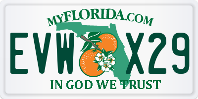 FL license plate EVWX29