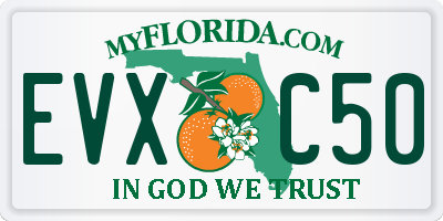 FL license plate EVXC50