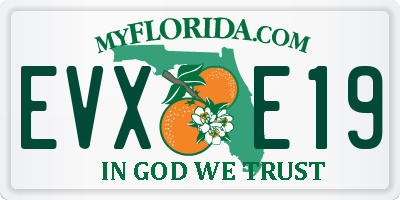 FL license plate EVXE19