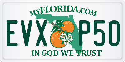 FL license plate EVXP50