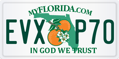 FL license plate EVXP70
