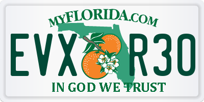FL license plate EVXR30