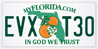FL license plate EVXT30