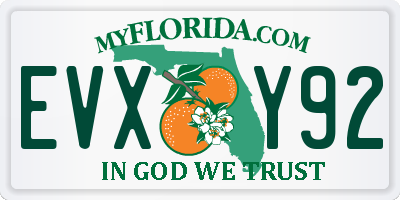 FL license plate EVXY92