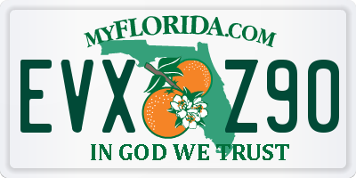 FL license plate EVXZ90