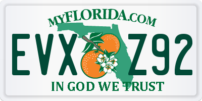 FL license plate EVXZ92