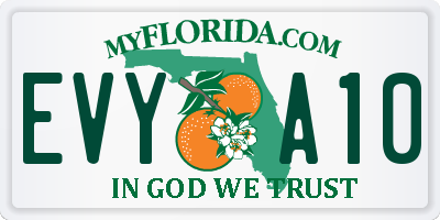FL license plate EVYA10