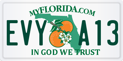 FL license plate EVYA13