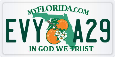 FL license plate EVYA29