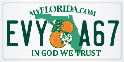 FL license plate EVYA67