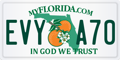 FL license plate EVYA70