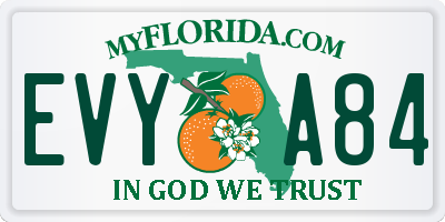 FL license plate EVYA84