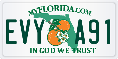 FL license plate EVYA91