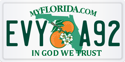 FL license plate EVYA92