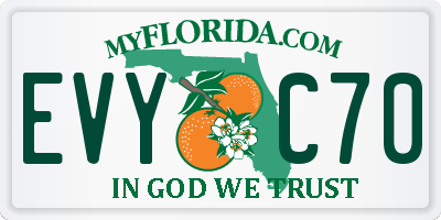FL license plate EVYC70