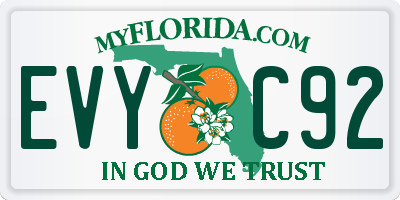 FL license plate EVYC92