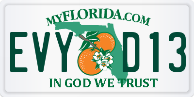 FL license plate EVYD13