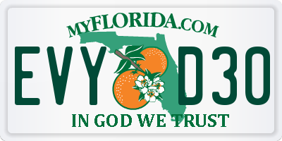 FL license plate EVYD30
