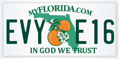 FL license plate EVYE16
