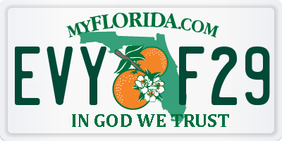 FL license plate EVYF29