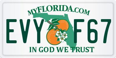 FL license plate EVYF67
