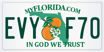 FL license plate EVYF70