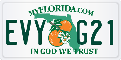 FL license plate EVYG21