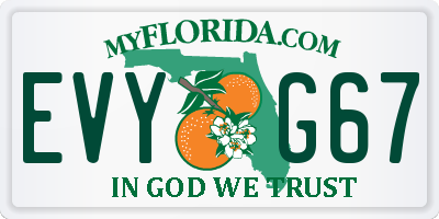 FL license plate EVYG67