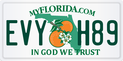 FL license plate EVYH89