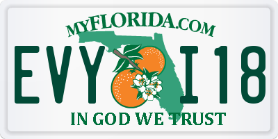 FL license plate EVYI18