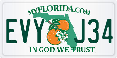FL license plate EVYJ34