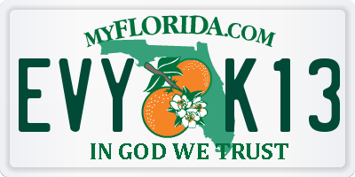 FL license plate EVYK13