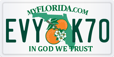 FL license plate EVYK70