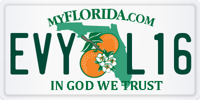 FL license plate EVYL16